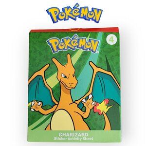 McDonalds 2025 Happy Meal Pokemon Charizard Card 4 Sticker Activity Sheet